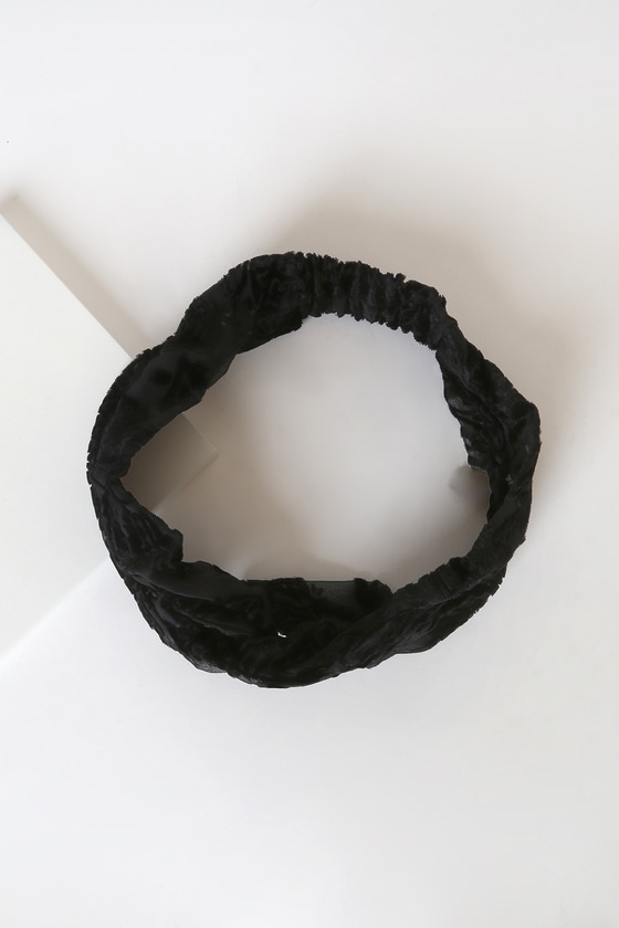 Plain Black Velvet Velours Tissu Noeud Noeud Stretch Hair Band Head Wrap 50 s rétro